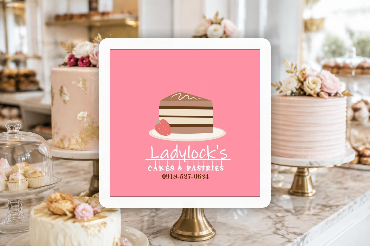 Ladylocks Cakes & Pastries logo — website project by Joan Digital Studio